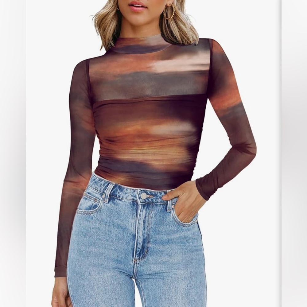 Tie Dye Long Sleeve Stretchy Top